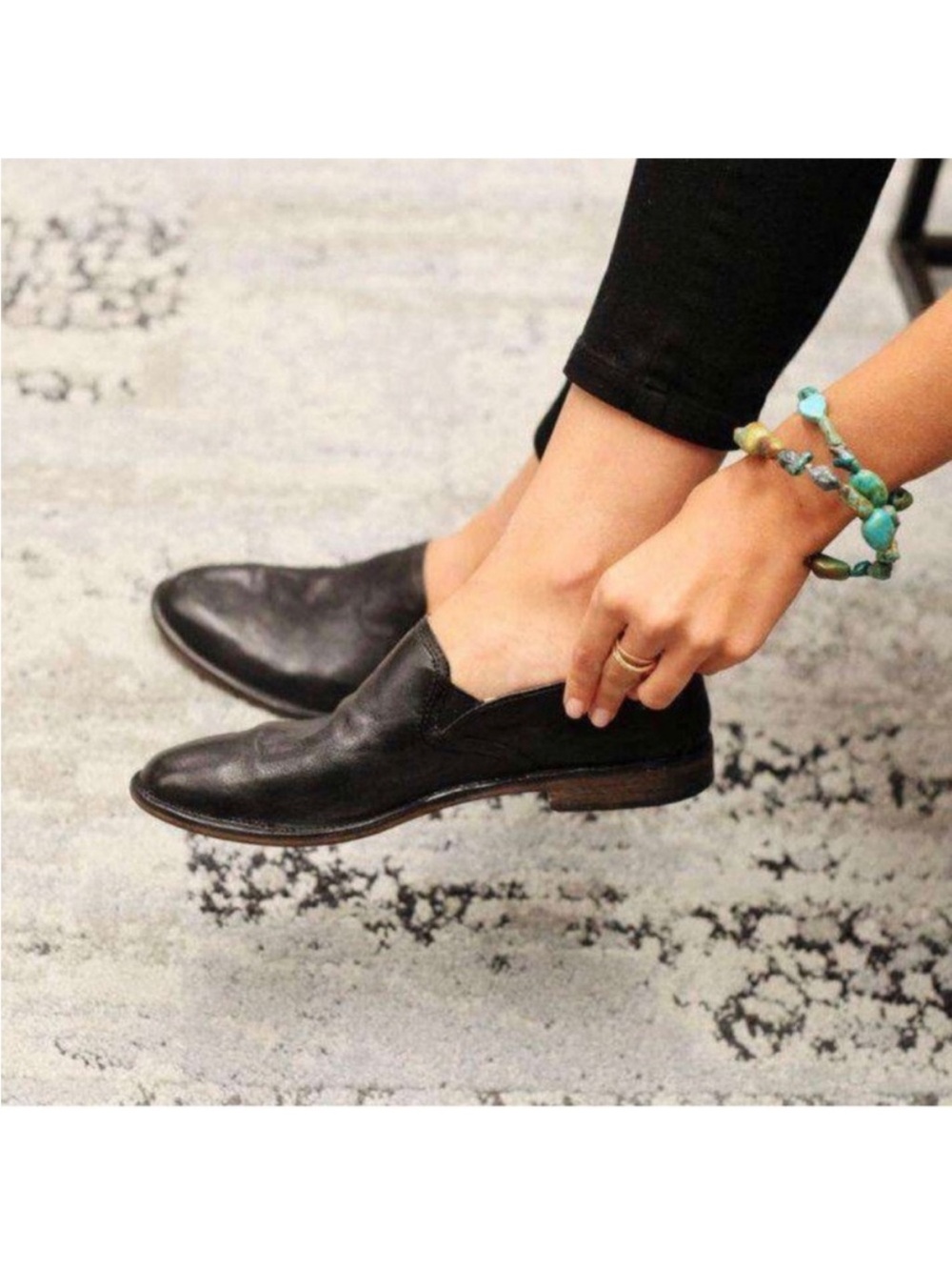 Trask Ali Leather Loafer Shoe Black 7.5 Classic Slip On